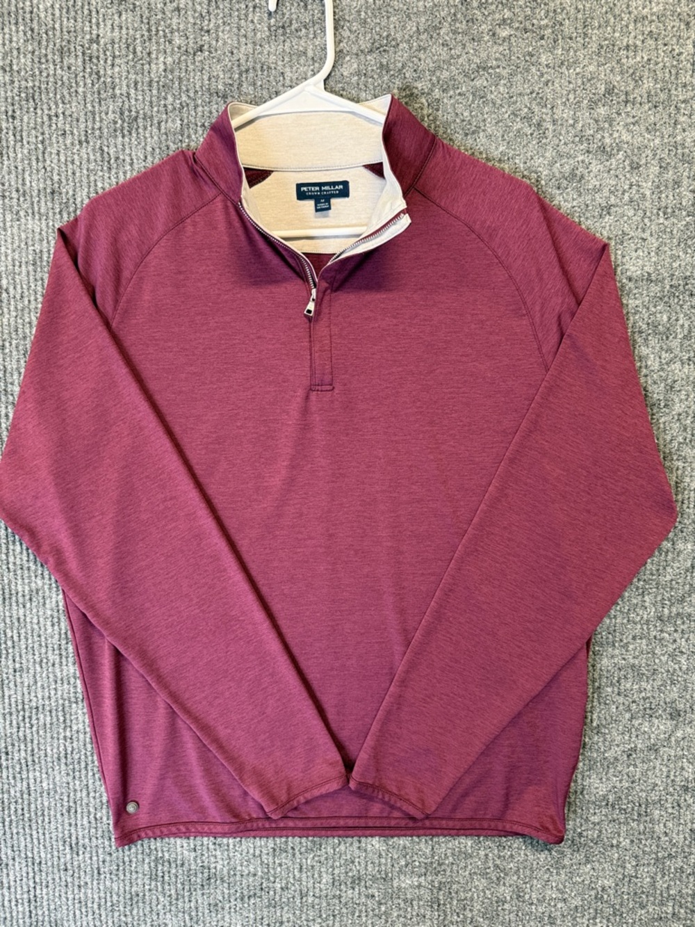 Peter Millar Men's Burgundy 1/4 Zip Performance Pullover Medium